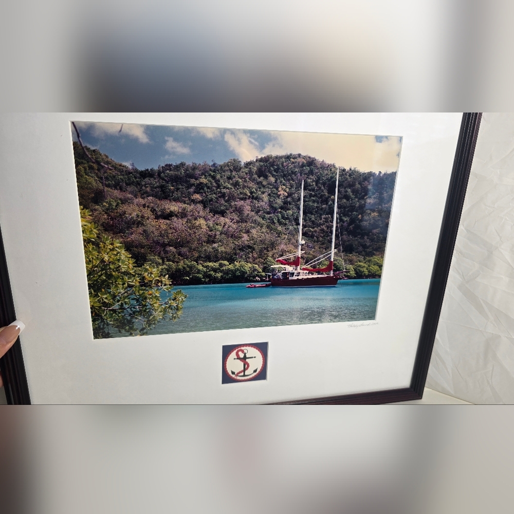 Scenic Red Sailboat Art Print